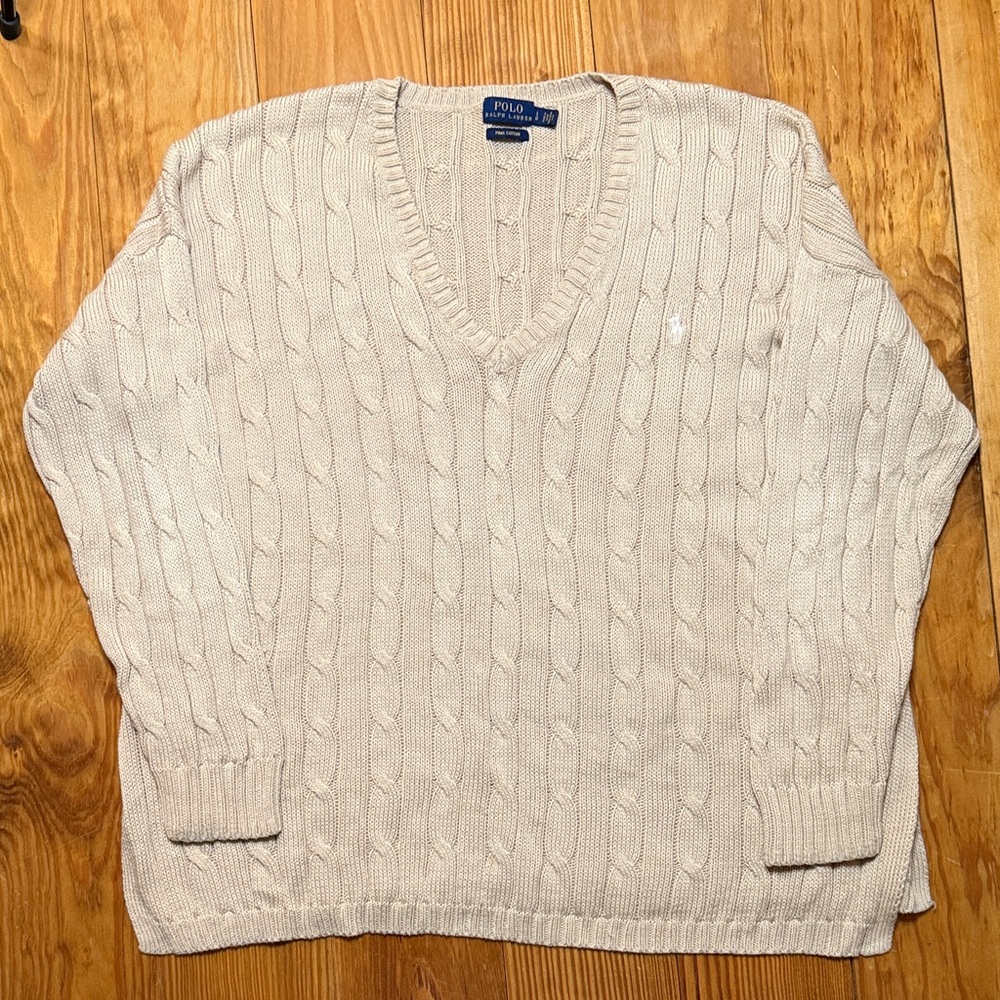 Polo by Ralph Lauren Women's V-Neck Sweater in Cream